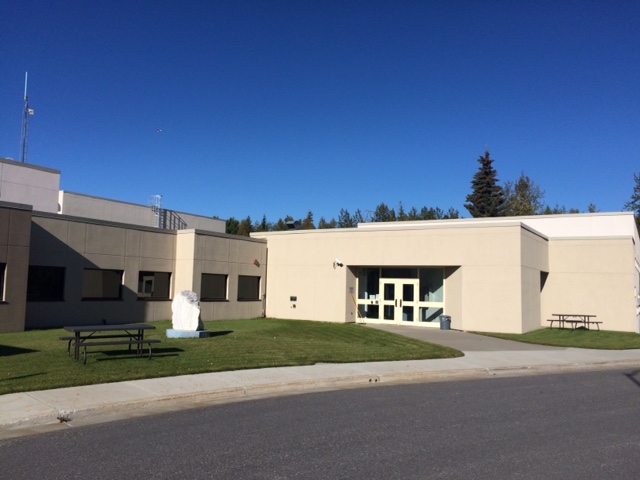 View of Fairbanks Youth Facility entrance from driveway.