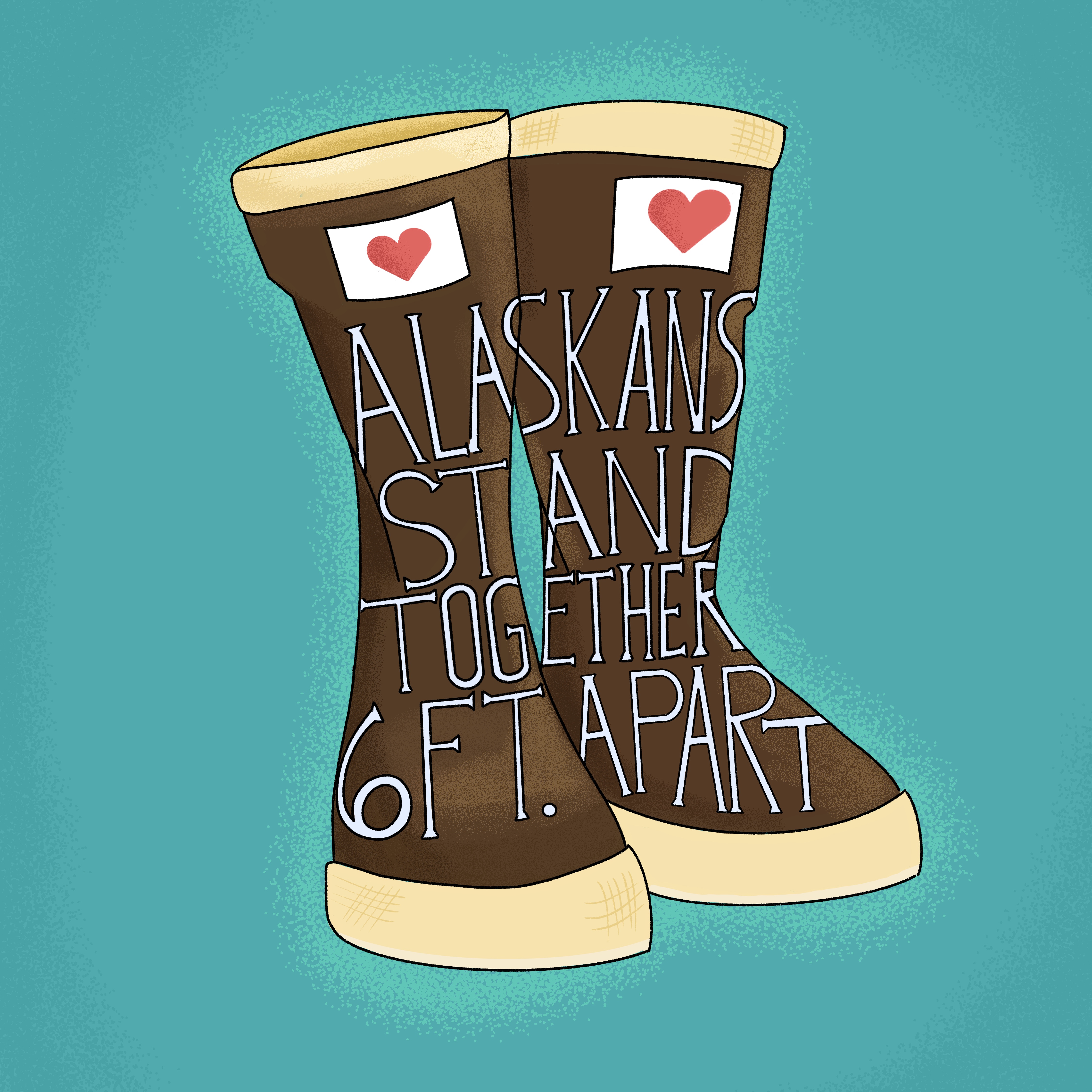 Alaskans stand together 6 feet apart
